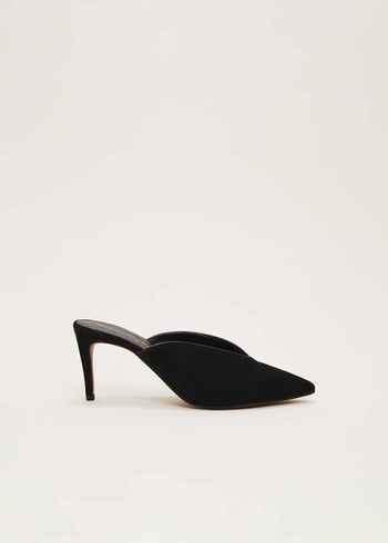 Phase Eight V Front Mule Flats Black Canada | ISFEHV-795